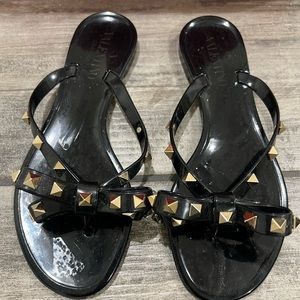 Valentino Rockstud PVC Flat Thong Sandals size 36